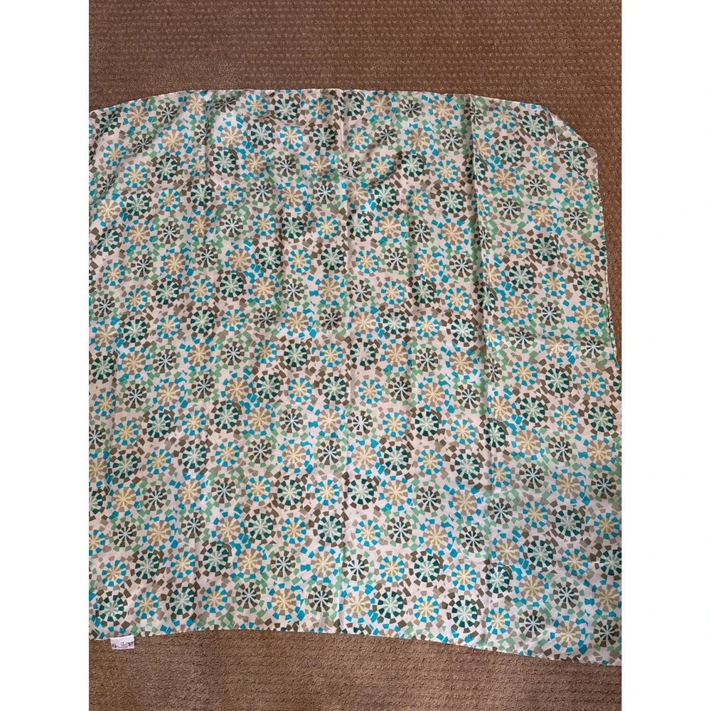 Lulla Collection by BINDYA 100% Silk Scarf Geometric Kaleidoscope Teal Green 39